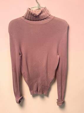 Worthington Pink Ribbed Turtleneck Long Sleeve Knit Sweater